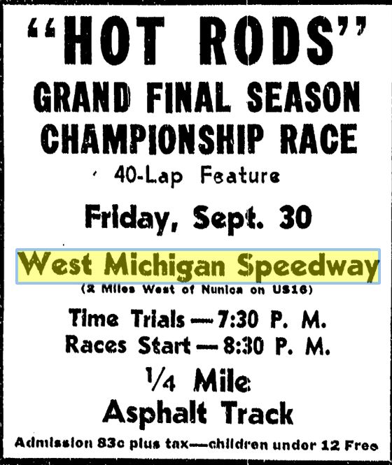 Western Michigan Speedway (West Michigan Speedway) - Sept 1949